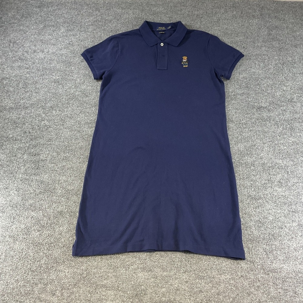 Polo Ralph Lauren The Mesh Mini Dress Navy Blue Polo Bear Embroidered Medium